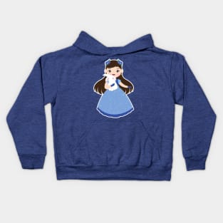 Cute blue chinese girl Kids Hoodie